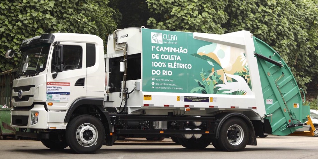 Primeiro caminhão 100% elétrico para coleta de lixo é apresentado no Rio de Janeiro